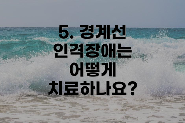 5. 경계선 인격장애는 어떻게 치료하나요?